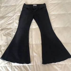 Free People black denim bell bottoms.